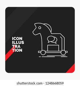 Red and Black Creative presentation Background for Cybercrime, horse, internet, trojan, virus Line Icon