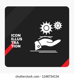 Red and Black Creative presentation Background for solution, hand, idea, gear, services Glyph Icon