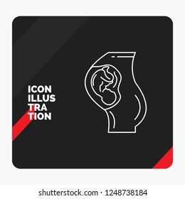 Red and Black Creative presentation Background for pregnancy, pregnant, baby, obstetrics, Mother Line Icon