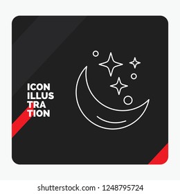 Red and Black Creative presentation Background for Moon, Night, star, weather, space Line Icon