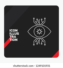 Red and Black Creative presentation Background for Infrastructure, monitoring, surveillance, vision, eye Line Icon