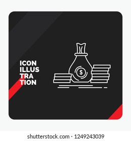 Red and Black Creative presentation Background for Accumulation, bag, investment, loan, money Line Icon