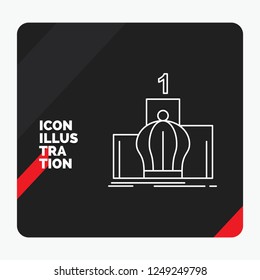Red and Black Creative presentation Background for Crown, king, leadership, monarchy, royal Line Icon
