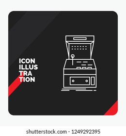 Red and Black Creative presentation Background for Arcade, console, game, machine, play Line Icon