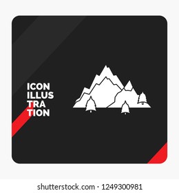 Red and Black Creative presentation Background for mountain, landscape, hill, nature, tree Glyph Icon