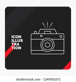 Red and Black Creative presentation Background for Camera, photography, capture, photo, aperture Line Icon