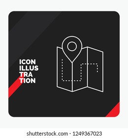 Red and Black Creative presentation Background for Map, Camping, plan, track, location Line Icon