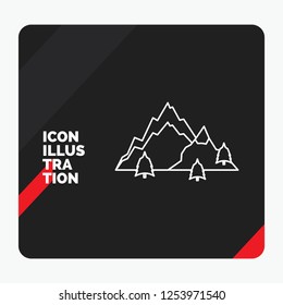 Red and Black Creative presentation Background for mountain, landscape, hill, nature, tree Line Icon