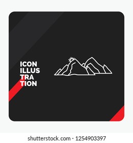 Red and Black Creative presentation Background for mountain, landscape, hill, nature, scene Line Icon