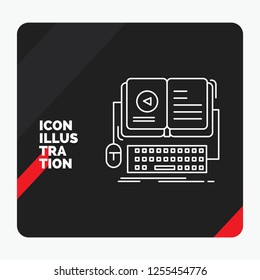 Red and Black Creative presentation Background for book, ebook, interactive, mobile, video Line Icon