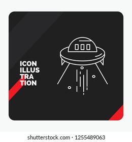 Red and Black Creative presentation Background for space ship, space, ship, rocket, alien Line Icon