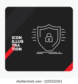 Red and Black Creative presentation Background for Defence, firewall, protection, safety, shield Line Icon