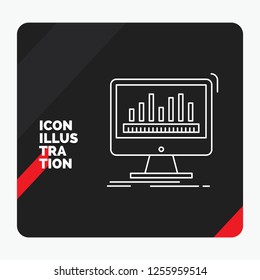 Red and Black Creative presentation Background for analytics, processing, dashboard, data, stats Line Icon