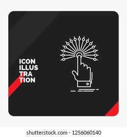 Red and Black Creative presentation Background for reach, Touch, destination, digital, analytic Line Icon