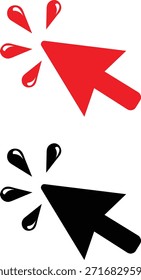 Iconos rojos y negros del cursor con el Vector del efecto de salpicadura