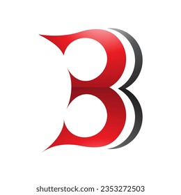 Red and Black Curvy Glossy Letter B Icon Resembling Number 3 on a White Background