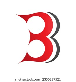 Red and Black Curvy Letter B Icon Resembling Number 3 on a White Background