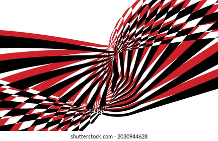 red and black deformed patterns in op art style modern design concept
