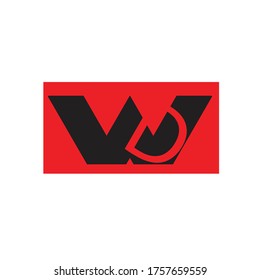 letra w del logotipo de diseño rojo negro 