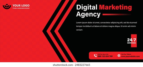 red and black digital marketing banner illustration