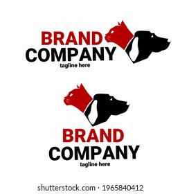 red and black dog cat logo, can be used for any brand, community or pet shop