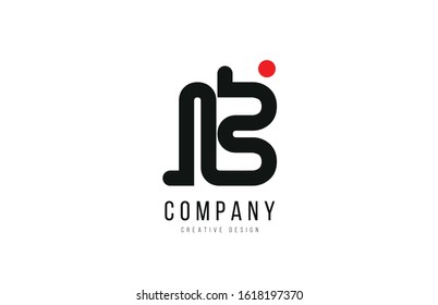 red and black dot B alphabet letter for company business logo or logotype icon design template