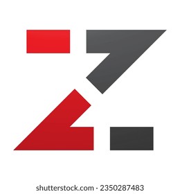 Red and Black Dotted Line Shaped Letter Z Icon on a White Background