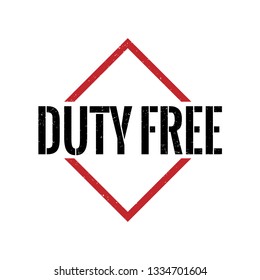 red black duty free triangle grungy rubber stamp