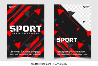 Red and black dynamic shapes colors cover a4 template background. Vector layout design with sport style can use for gym promotion, poster tournament, invitation cup event, banner championship.