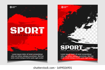 Red And Black Dynamic Shapes Colors Cover A4 Template Background. Vector Layout Design With Sport Style Can Use For Gym Promotion, Poster Tournament, Invitation Cup Event, Banner Championship.