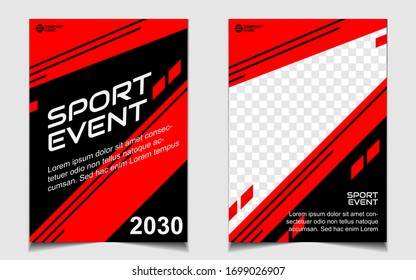 Red and black dynamic shapes colors cover a4 template background. Vector layout design with sport style can use for gym promotion, poster tournament, invitation cup event, banner championship.