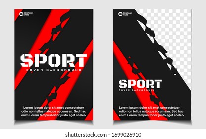 Los colores de las formas dinámicas en rojo y negro cubren un fondo de plantilla de 4. Diseño de vectores con estilo deportivo puede ser utilizado para la promoción de gimnasia, torneo de póster, evento de copa invitación, campeonato de banner.