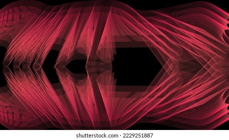 Red and black dynamic symmetrical waves making a texture for colorful abstract background. modern illustration for presentations, banners websites, flyers  