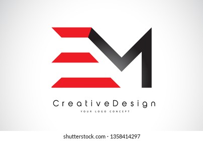 Red and Black EM E M Letter Logo Design in Black Colors. Creative Modern Letters Vector Icon Logo Illustration.