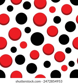 Red and black empty circles seamless pattern