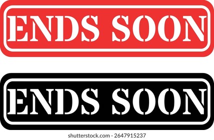 Red and black ends soon stencil style banners for sales and promotions