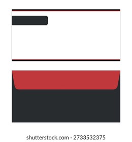 Red and black envelope mockup design with clean modern style for business stationery branding.