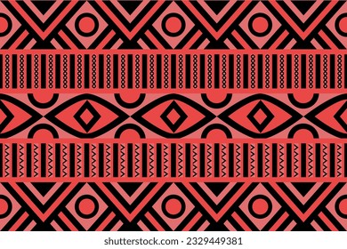 Red and black ethnic Style Seamless Pattern. Unique geometric vector swatch. Perfect for screen background, site backdrop, wrapping paper, wallpaper, textile and surface design. Trendy boho tile.