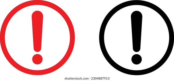 red and black exclamation mark circles isolated on white background. vector illustration