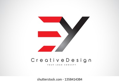 Red and Black EY E Y Letter Logo Design in Black Colors. Creative Modern Letters Vector Icon Logo Illustration.