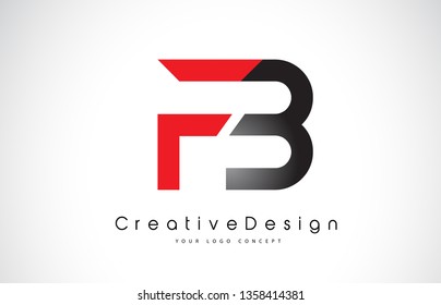 Red and Black FB F B Letter Logo Design in Black Colors. Creative Modern Letters Vector Icon Logo Illustration.