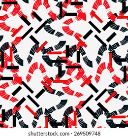Red and black figures on a white background. Abstract seamless.