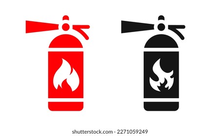 Red and black fire extinguisher icons. Fire extinguisher vector icon set. Vector 
