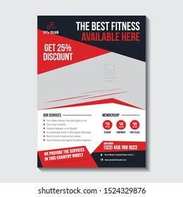 Red and black fitness body building and gym flyer template