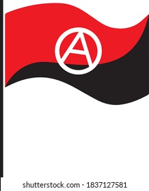 red and black flag with the logo of anarchism vetor