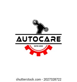 red and black flat logo design for autocare