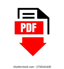 rot schwarzes Flachzeichen des PDF-Download-Symbol-Symbol-Symbol-Symbol eine Taste isoliert auf weißem Hintergrund 

