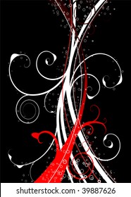 Red and black floral background with copy space for text