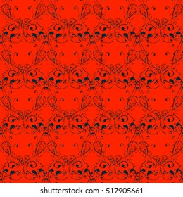Red and black floral inspired background that seamlessly. Vector.