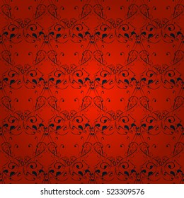 Red and black floral inspired background that seamlessly. Vector.